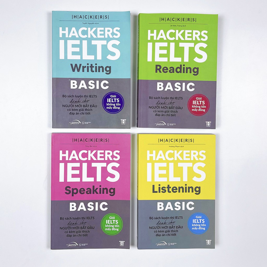 Sách - Combo: Hacker Ielts Basic: Reading + Listening + Writing + Speaking (4 cuốn)
