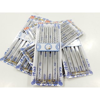 Vỉ 5 đôi đũa inox cao cấp  - Đũa Inox hàng chuẩn sáng bóng