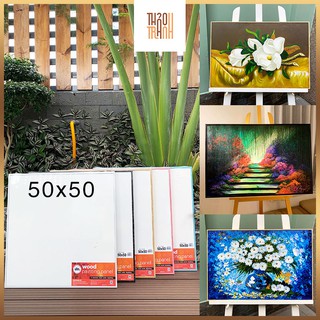 Phôi Vẽ Tranh (50x50cm) + Khung Tranh Treo Tường, Ván Gỗ, Đóng Sẵn Khung (Nhiều màu) - vẽ màu nước, acrylic, sơn dầu
