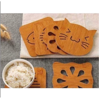 Miếng lót đế xoong nồi, chảo, chén bát bằng gõ - cách nhiệt rất tốt, chống trơn trượt hình siêu đáng yêu cute