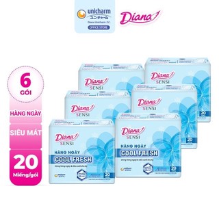 Lốc 6 gói Băng vệ sinh Diana hàng ngày Sensi Cool Fresh gói 20 miếng