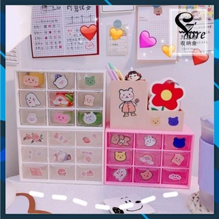 [TẶNG KÈM STICKER] Tủ 9 ngăn mini, Hộp ngăn kéo 9 ô, Kệ 9 ô để bàn phong cách hàn quốc