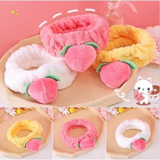 MVP275 Băng đô rửa mặt, băng đô cài tóc skincare nữ quả đào 3D cute vài nhung dễ thương thời trang Hàn Quốc