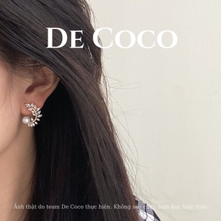 Khuyên tai bông tai lá cây Olive đính đá decoco.accessories