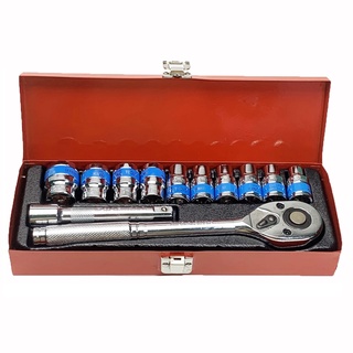 Bộ tuýp 12 chi tiết 1/2" King Tools 8-24mm, cần siết tự động, típ nối 1/2", công tắc đảo chiều