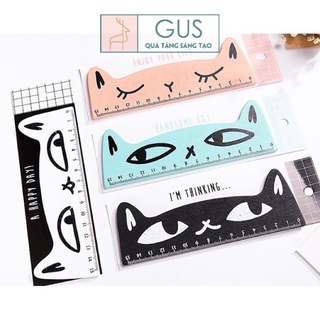 Thước kẻ gỗ dài 15cm hình mèo quà tặng học sinh Gusshop