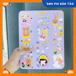 [Tặng Sticker] Ốp Bao Da Máy Tính Bảng Nhiều Màu Mặt Sau Trong Suốt