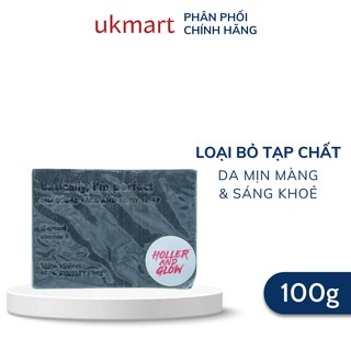 Xà Bông Tắm Cao Cấp Holler And Glow 100% Vegan Charcoal Face &amp; Body Soap 100g