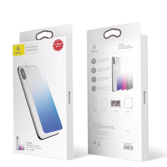 Dán lưng kính màu iPhone X Baseus  siêu hót
