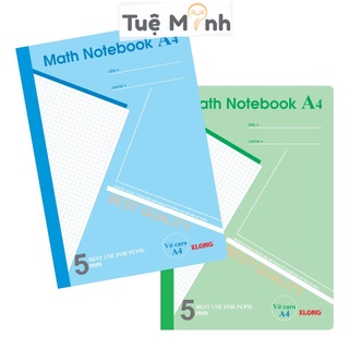 Vở Klong A4 200 trang caro giấy dày Math Notebook học Toán tiện lợi sổ Klong MS 298