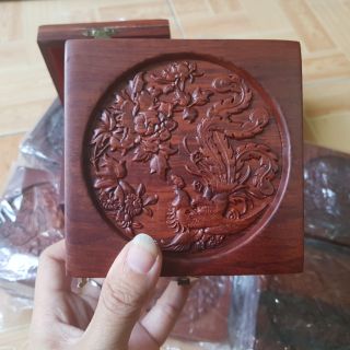 Hộp gỗ đựng nữ trang khắc hình chim Phượng Hoàng