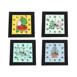 Đồng hồ treo tường khủng long dạng khung ảnh 13x13 cm DHTI9 đồng hồ cute dễ thương