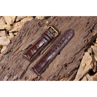 Dây đồng hồ da cá sấu basic handmade màu nâu