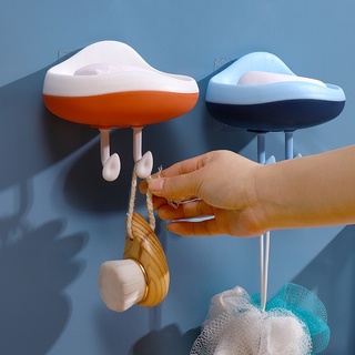 Kệ dán tường để xà bông tắm hình giọt nước - Khay đựng xà phòng 2 lớp gắn tường có móc treo đồ Boremart
