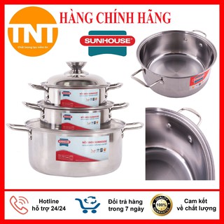 Bộ 3 Nồi Inox SUNHOUSE SH224, Dùng Cho Mọi Loại Bếp, An Toàn Bền Bỉ