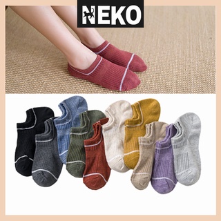 Vớ ngắn cổ viền sọc nữ, tất nữ cổ thấp một sọc gân nhỏ NEKO