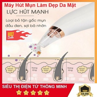 Máy Hút Mụn Cao Cấp, Làm Sạch Lỗ Chân Lông Kèm 3 Đầu Hút - Lực Hút Mạnh Êm - Không Gây Ồn - Bảo Hành 6 Tháng