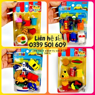 1 vỉ tẩy bút chì hình đồ chơi, đồ ăn dễ thương (gôm tẩy chì)