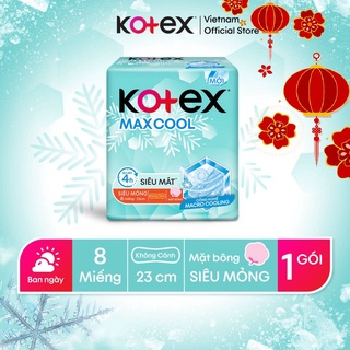 [MUA 2 TẶNG 1 GÓI HÀNG NGÀY] Băng vệ sinh  KOTEX Max Cool Siêu Mỏng Không Cánh 8miếng/gói