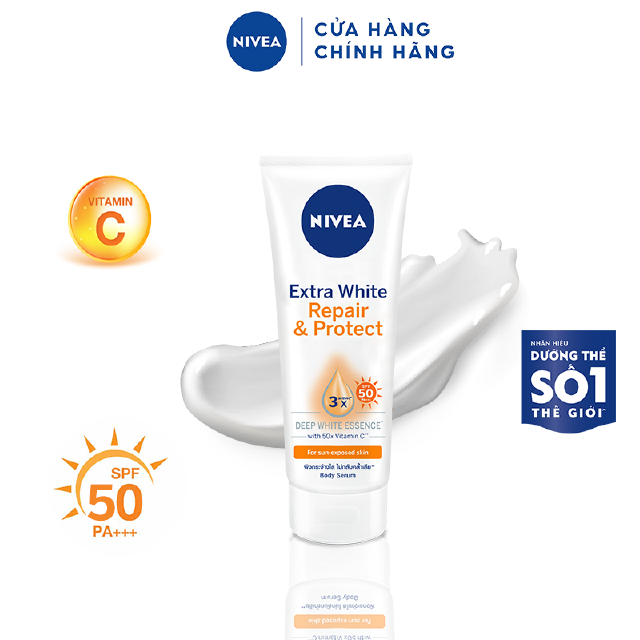 [FMCGMALL -8% đơn 250K] Tinh chất dưỡng thể dưỡng trắng NIVEA ban ngày giúp phục hồi &amp; chống nắng SPF50 (180ml) - 88314