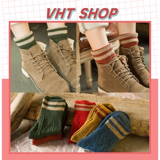 Tất cổ cao nữ, vớ len gân cổ cao nam nữ thời trang Vintage Hàn Quốc TC23 - VHT SHOP