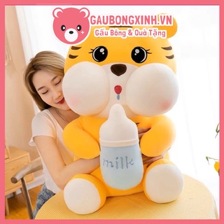 Gấu Bông Hổ Ôm Bình Sữa Cute, Thú Nhồi Bông Hổ Vàng Uống Sữa siêu đáng yêu, Quà Tặng Sinh Nhật, Quà Tặng Lễ cho bé và ny