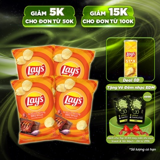 Combo 4 Snack Khoai Tây Lay's vị Sườn Nướng BBQ Brazil 95g/gói