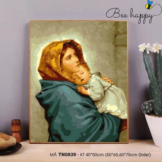 Tranh Sơn Dầu Số Hóa Đức Mẹ Maria BEE HAPPY Tranh Số Hóa Mã Tranh TN0939