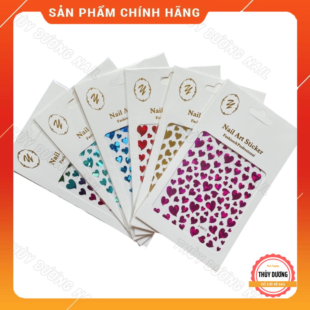 Sticker dán móng hình tim laser