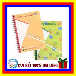 Sổ KLONG Caro Math Notebook lò xo kép B5 bìa nhựa 200tr 72,4g Silky kem; MS: 299