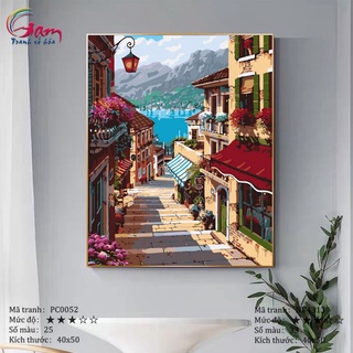 Tranh tô màu theo số phong cảnh làng cổ Châu Âu PC0052