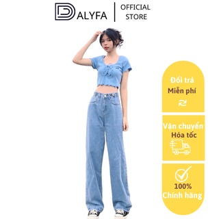 [ Hàng Cao Cấp ] Quần jean nữ ống rộng suông cạp cao DALYFA quần bò thời trang trẻ trung cao cấp CD017