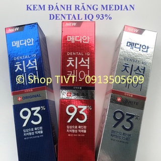 Kem trắng răng Median IQ 93 Hàn Quốc, tuýp 120g, chống sâu răng, hôi miệng, ngừa mảng bám, toothpaste Median IQ 93%-TIVT