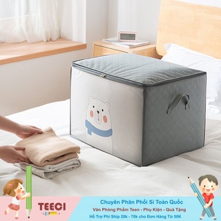 <Video Review> Túi Xọt Vải Chống Thấm Nước Sức Chứa Lớn Đựng Quần Áo Chăn Màn Mền Đệm Gối Chống Bụi Có Dây Rút Cute A009
