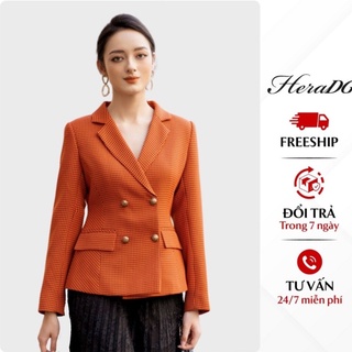 Áo Vest Nữ HeraDG Thiết Kế Cổ 2 Ve Kèm Túi Nắp Hiện Đại, Chất Liệu Dạ Tweed Cao Cấp WAVBA002