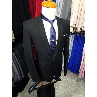 Bộ vest nam màu đen chất liệu vải bố cực dày mịn