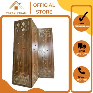 Vách bình phong gỗ di động họa tiết cây tre TADA