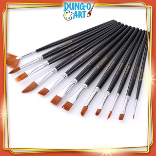 Bộ 12 Cọ Vẽ Tranh Sơn Dầu, Màu Nước, Hóa Trang Chuyên Nghiệp