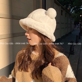 Mũ len lông cục bông cao cấp siêu cute nhìn là mê