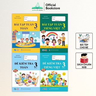 Sách - Combo 4 cuốn bài tập tuần và đề kiểm tra toán và tiếng việt lớp 3 học kỳ 1 - NPH Qbooks