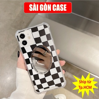 Ốp lưng điện thoại Iphone TRÁNG GƯƠNG Caro chống sốc 4 góc ip7,8,plus/X,XS/XSMAX/11/11/12/13,pro,max