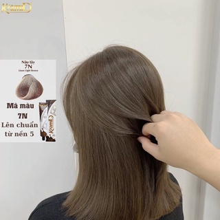 NÂU TÂY-Thuốc nhuộm tóc màu nâu tây KHÔNG TẨY TÓC màu nhuộm KAMI 7N + TẶNG kèm trợ nhuộm