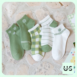 T08 Tất dày thể thao tông màu xanh lục mát dịu Ulzzangshop520