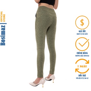 Quần Legging Nâng Mông Bosimaz MS523 dài túi trước màu tiêu xanh, thun co giãn 4 chiều, vải đẹp dày, thoáng mát.