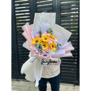 Bó hoa sáp mix hướng dương và hoa hồng ( giao hoả tốc)