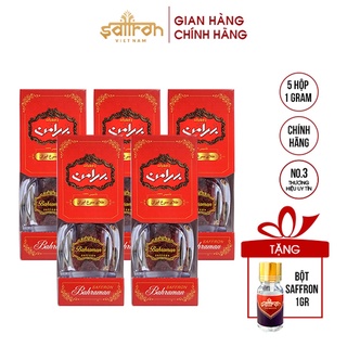 Combo 5 hộp Nhụy Hoa Nghệ Tây Saffron Bahraman 1gram/hộp Tặng hũ Bột Saffron 1gr