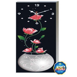 FREESHIP EXTRA - Tranh gắn đá đồng hồ hoa hồng, kt: 37x95cm