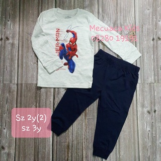 [2-3Y] Bộ ngủ cotton mặc nhà dài tay thu đông siêu nhân Marvel người nhện bo gấu xuất dư xịn cho bé trai