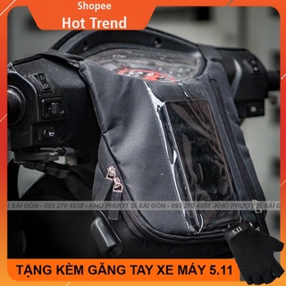 COMBO GRAB túi treo đầu xe máy cảm ứng điện thoại dạng đứng dọc và găng tay cụt 511 xe máy - Túi treo grap shipper