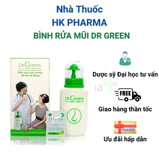 Bình rửa mũi Dr Green 240ml + 40 gói muối biển Nha đam hỗ trợ viêm xoang, viêm mũi, viêm mũi dị ứng - Shop HK PHARMA